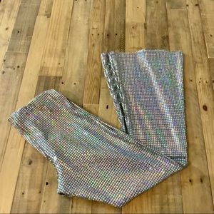Topshop Sequin Holographic Flare Pants 8 Petite